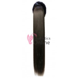 Extensie de par coada dreapta cu snur si pini 80 cm Cod 137F-4 Saten Inchis
